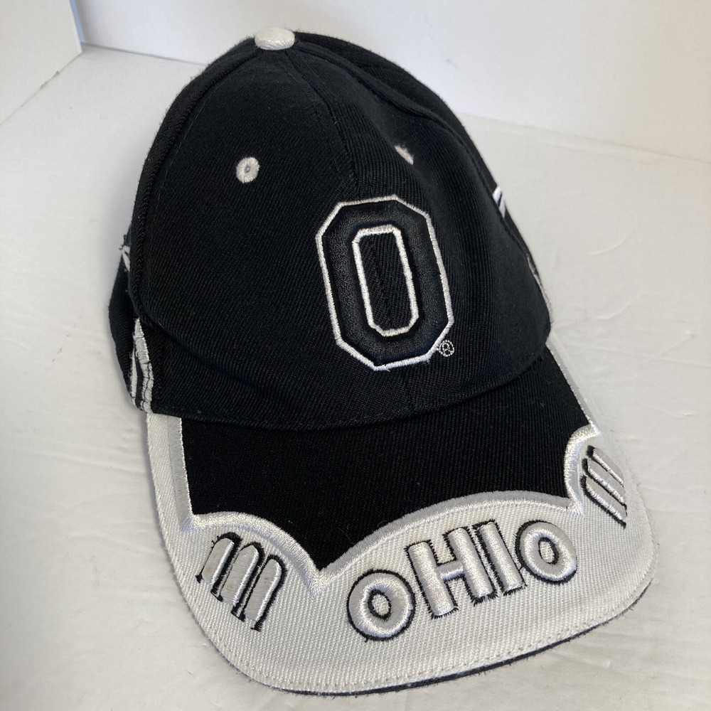 Ohio State Buckeyes Cap Hat Adult Adjustable Black White Embroidered FLAW